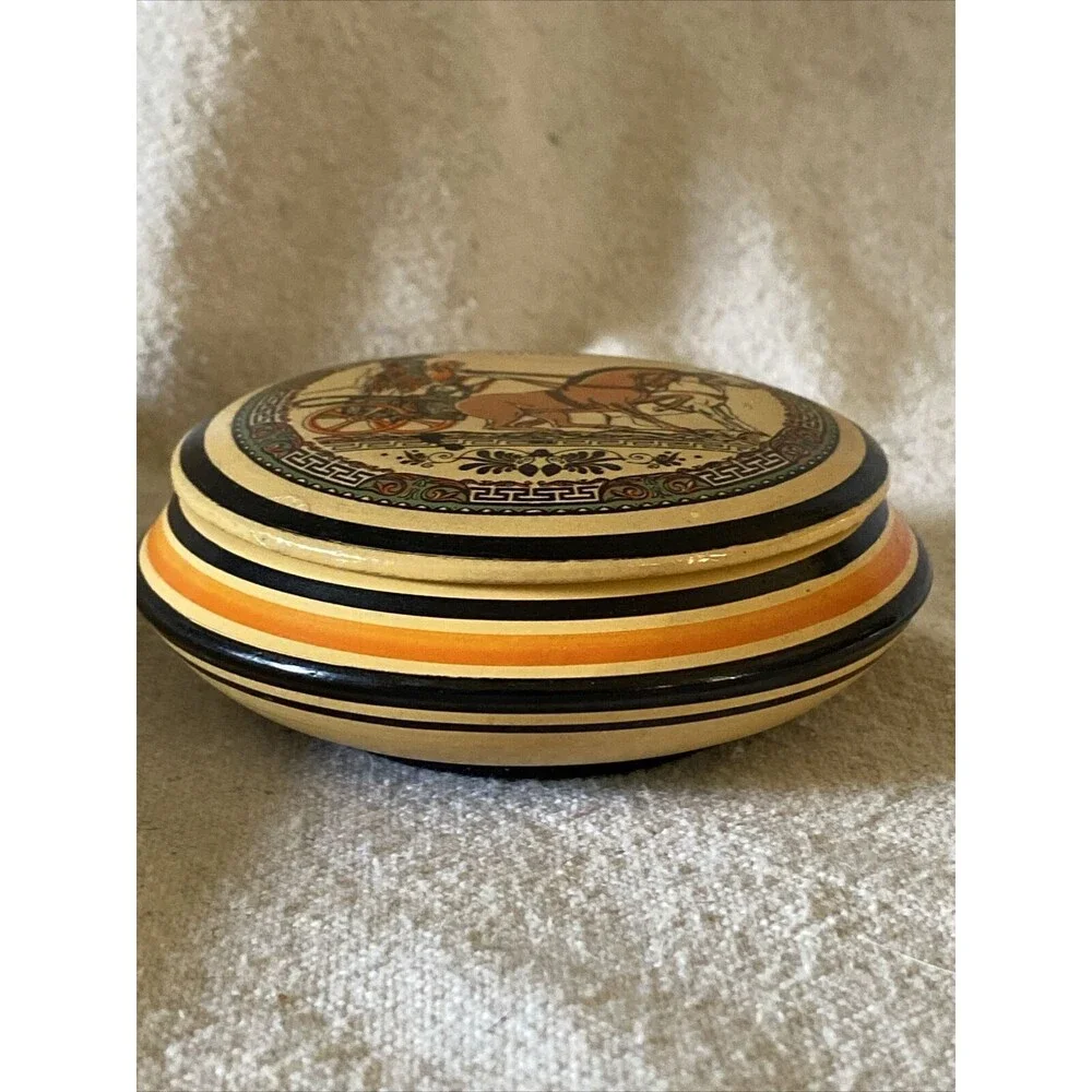 Vintage Made In Greece Ceramic Trinket/Jewelry Box